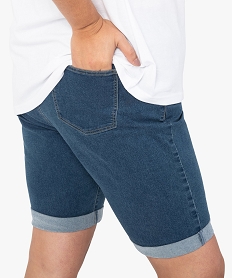 bermuda femme grande taille en jean extensible avec revers cousus grisF639001_2