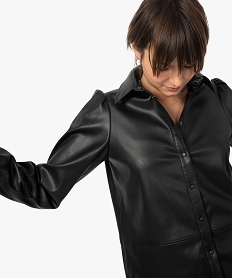 chemise femme en matiere synthetique imitation cuir noirF640001_2