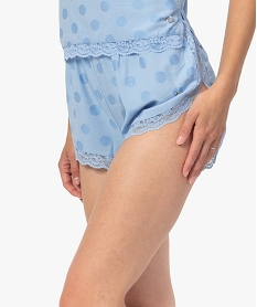 bas de pyjama femme coupe short a pois et dentelle - lulucastagnette multicoloreF642301_1