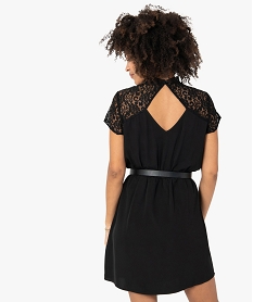 robe femme a manches courtes avec haut dentelle noirF643601_3