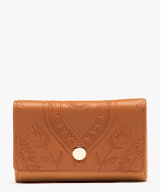 GEMO Porte-monnaie femme avec rabat à motifs embossés Orange