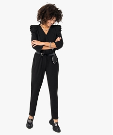 GEMO Combinaison pantalon femme à manches longues Noir