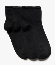 GEMO Chaussettes femme unies tige courte (lot de 3 paires) Noir