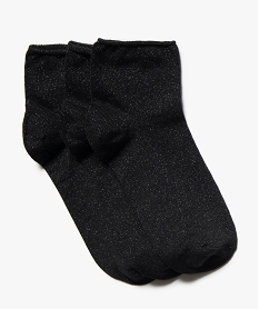 GEMO Chaussettes femme à paillettes tige courte (lot de 3 paires) Noir