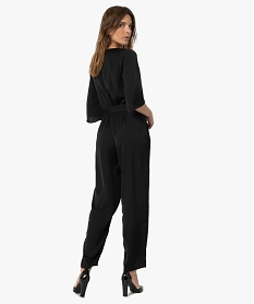 combinaison pantalon femme en matiere satinee noirF650401_3