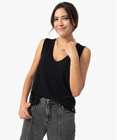 GEMO Pull femme sans manches avec col V – LuluCastagnette Noir