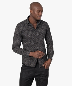 GEMO Chemise homme à manches longues motif cachemire Noir