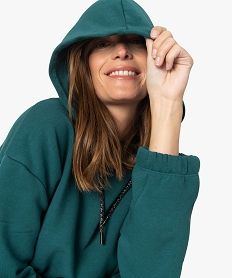 GEMO Sweat femme à capuche avec finitions élastiquées Vert