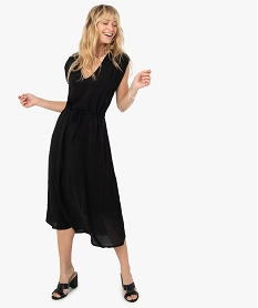 GEMO Robe femme sans manches avec épaulettes Noir