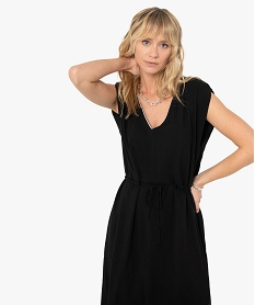 robe femme sans manches avec epaulettes noirF654701_2