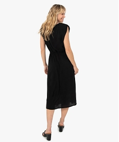 robe femme sans manches avec epaulettes noirF654701_3