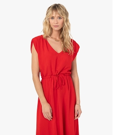 robe femme sans manches avec epaulettes rougeF654801_2