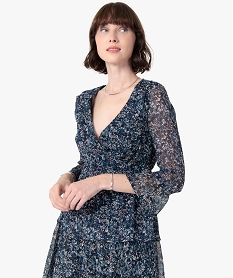 blouse femme a motifs fleuris et decollete cache-cour imprime blousesF655601_1