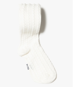 GEMO Collants bébé fille épais en maille torsadée unie blanc chine