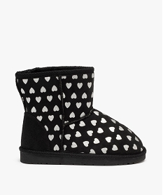 GEMO Boots fille en suédine avec motifs métallisés Noir