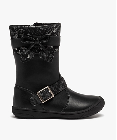 bottes fille unies a details brillants et bout renforce noirF657901_1