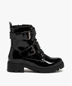 GEMO Boots fille vernies à talon large et semelle crantée noir standard