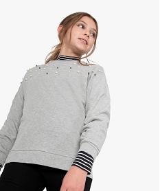 sweat fille coupe loose a perles gris sweatsF659601_1