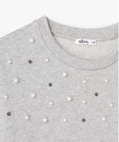 sweat fille coupe loose a perles gris sweatsF659601_3