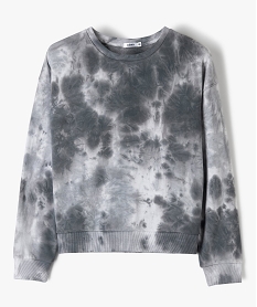 sweat fille bicolore effet tie and dye coupe courte noirF659701_1