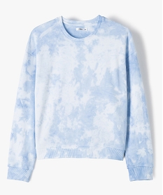GEMO Sweat fille bicolore effet tie and dye coupe courte bleu standard