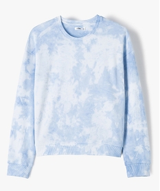 GEMO Sweat fille bicolore effet tie and dye coupe courte Bleu