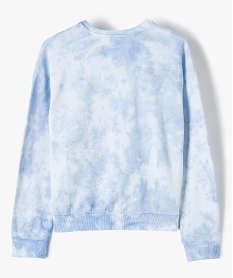 sweat fille bicolore effet tie and dye coupe courte bleuF659801_3