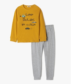 GEMO Pyjama garçon avec inscriptions et motifs voitures Jaune