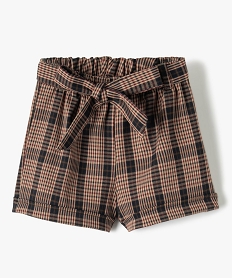 GEMO Short fille à motif tartan avec ceinture Brun