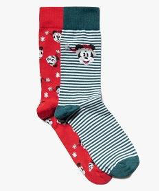GEMO Chaussettes de Noël homme imprimées Mickey - Disney (lot de 2) Rouge