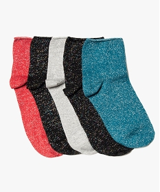 GEMO Chaussettes femme pailletées avec boite cadeau (lot de 5) Multicolore