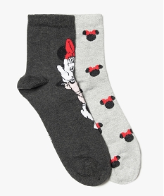 socquettes femme a motif minnie (lot de 2) - disney grisF663301_1