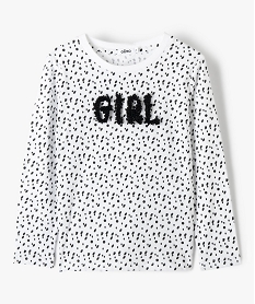 GEMO Tee-shirt fille à pois et motif en relief Beige
