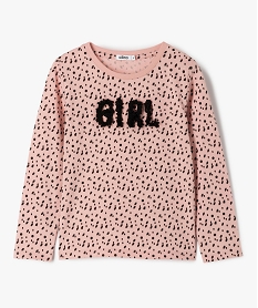 GEMO Tee-shirt fille à pois et motif en relief rose standard