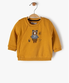 GEMO Sweat bébé garçon façon brassière avec motifs animaux jaune standard