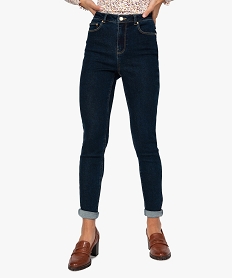 GEMO Jean femme en stretch coupe Skinny taille haute Bleu