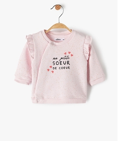 GEMO Sweat bébé fille à épaules volantées et détails brillants rose standard