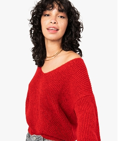 pull femme court avec dos ouvert rougeF704301_2