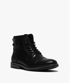 boots homme unis doublure chaude fermeture lacets et zip noir bottes et bootsF707301_2