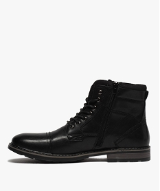 boots homme unis doublure chaude fermeture lacets et zip noir bottes et bootsF707301_3