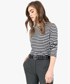 GEMO Sweat femme à rayures pailletées Noir