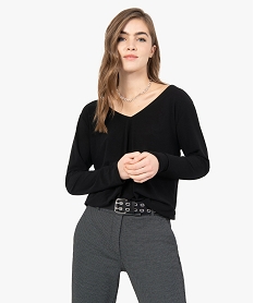 GEMO Tee-shirt femme avec décolleté dos fantaisie Noir