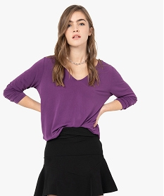 GEMO Tee-shirt femme avec décolleté dos fantaisie Violet