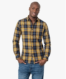 GEMO Chemise homme à carreaux – Coupe Slim Bleu