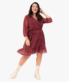 GEMO Robe femme grande taille imprimée avec col cache-cour Imprimé