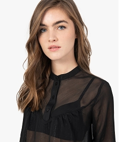 blouse femme en voile avec rayures pailletees noirF713501_2