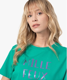 tee-shirt femme avec message scintillant vertF713601_2