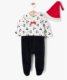 GEMO Ensemble bébé 2 pièces : pyjama en velours + bonnet Mickey - Disney Blanc