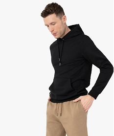 sweat homme a capuche uni et molletonne noirF719501_1