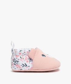 chaussons de naissance bebe fille ourson fleuri roseF719701_1